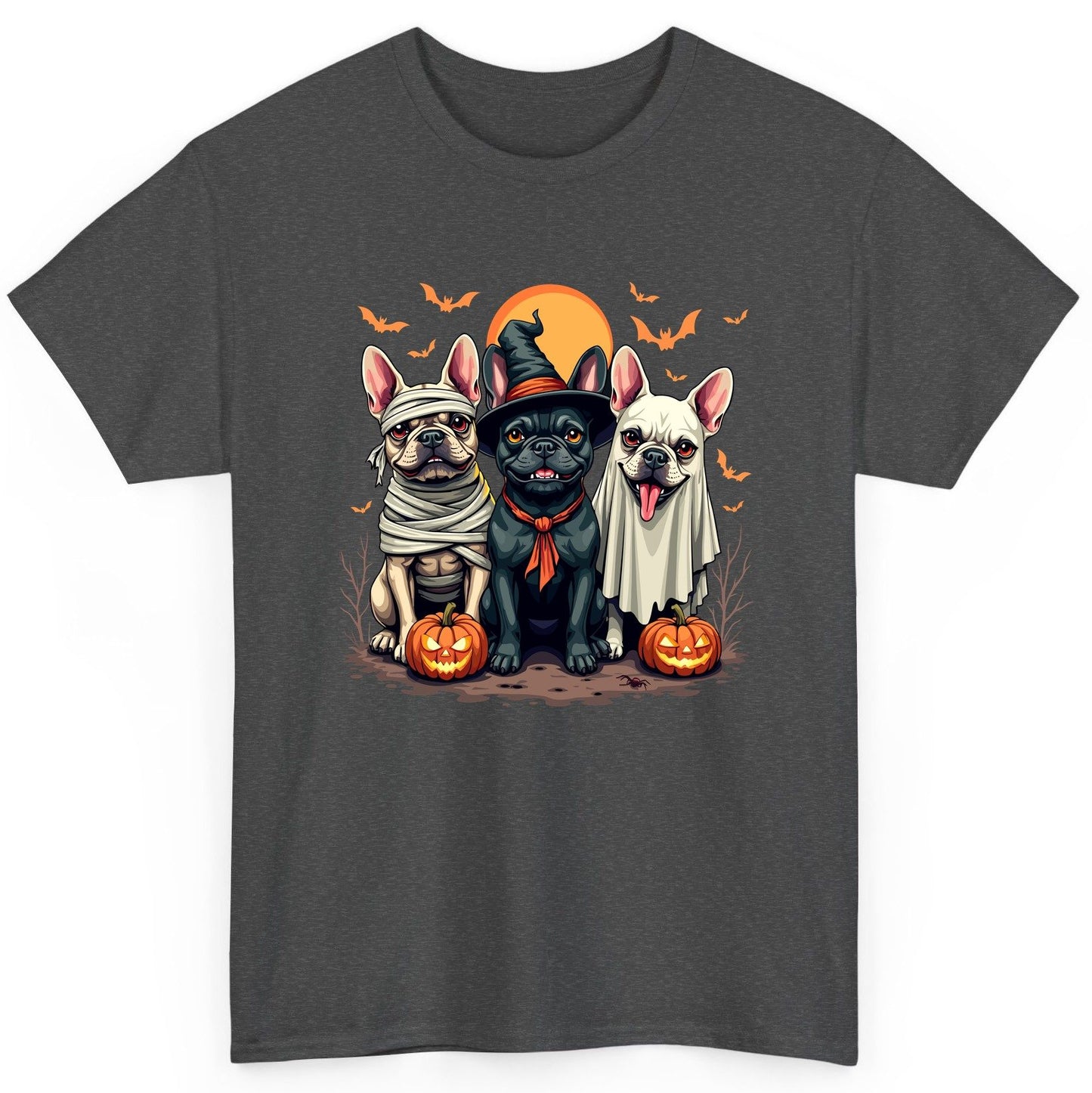Halloween French Bulldogs Costumes french bulldogs T-Shirt Dark Heather product mockup