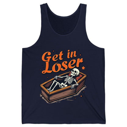 Get in Loser skeleton in coffin Tank Top Navy product mockup