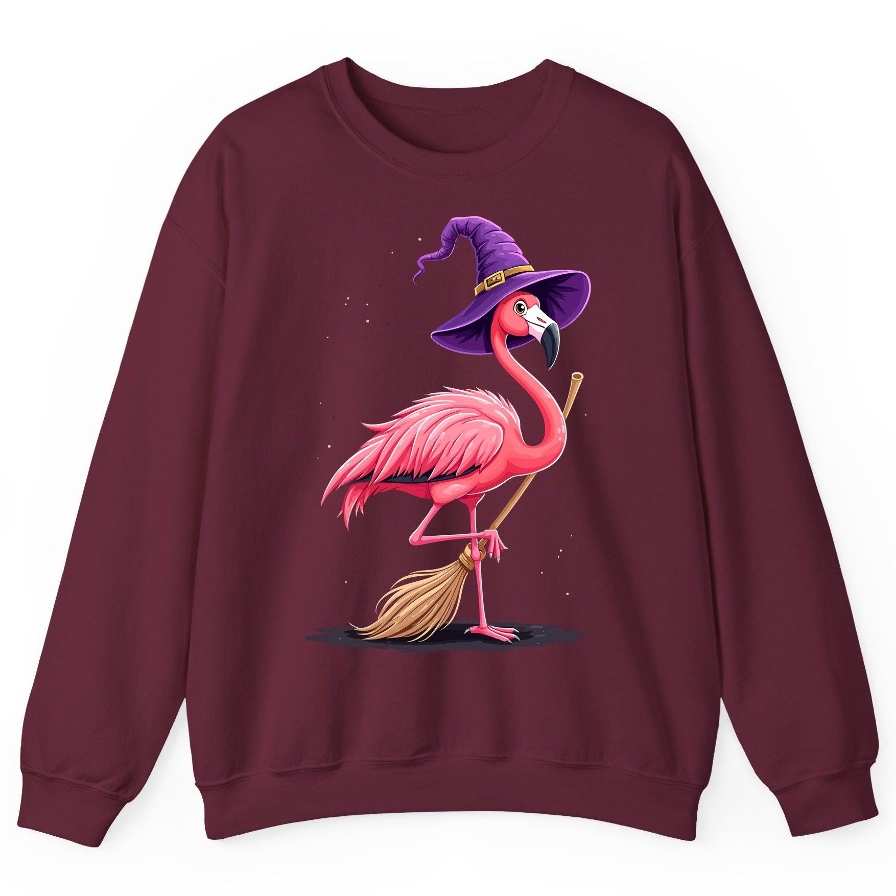 Witch Flamingo flamingo Sweatshirt Maroon product mockup