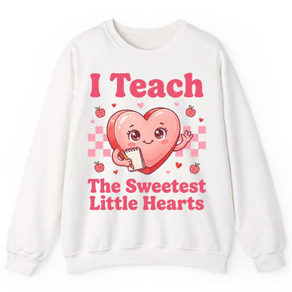I Teach the Sweetest Little Hearts teacher Sweatshirt White product mockup