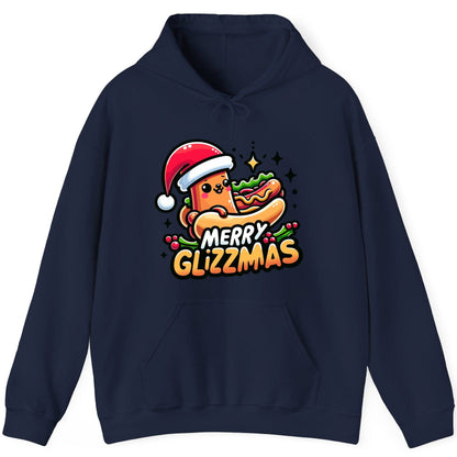 Merry Glizzmas hot dog Hoodie Navy product mockup