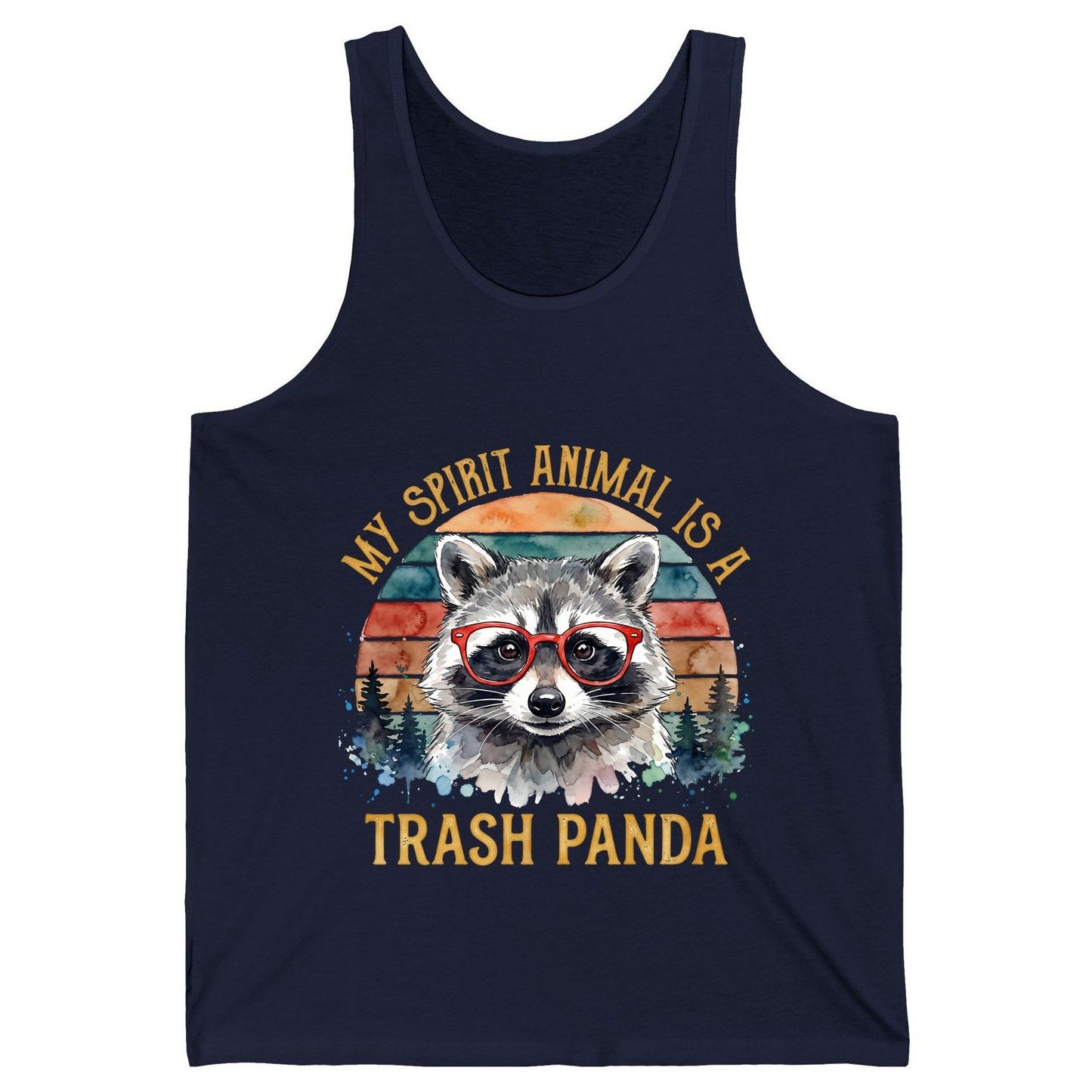 My Spirit Animal Is a Trash Panda raccoon Tank Top Navy product mockup