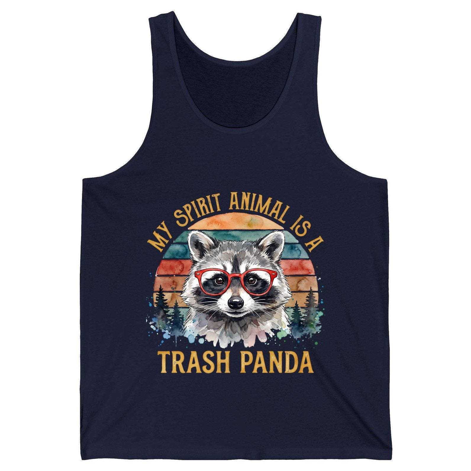 My Spirit Animal Is a Trash Panda raccoon Tank Top Navy product mockup