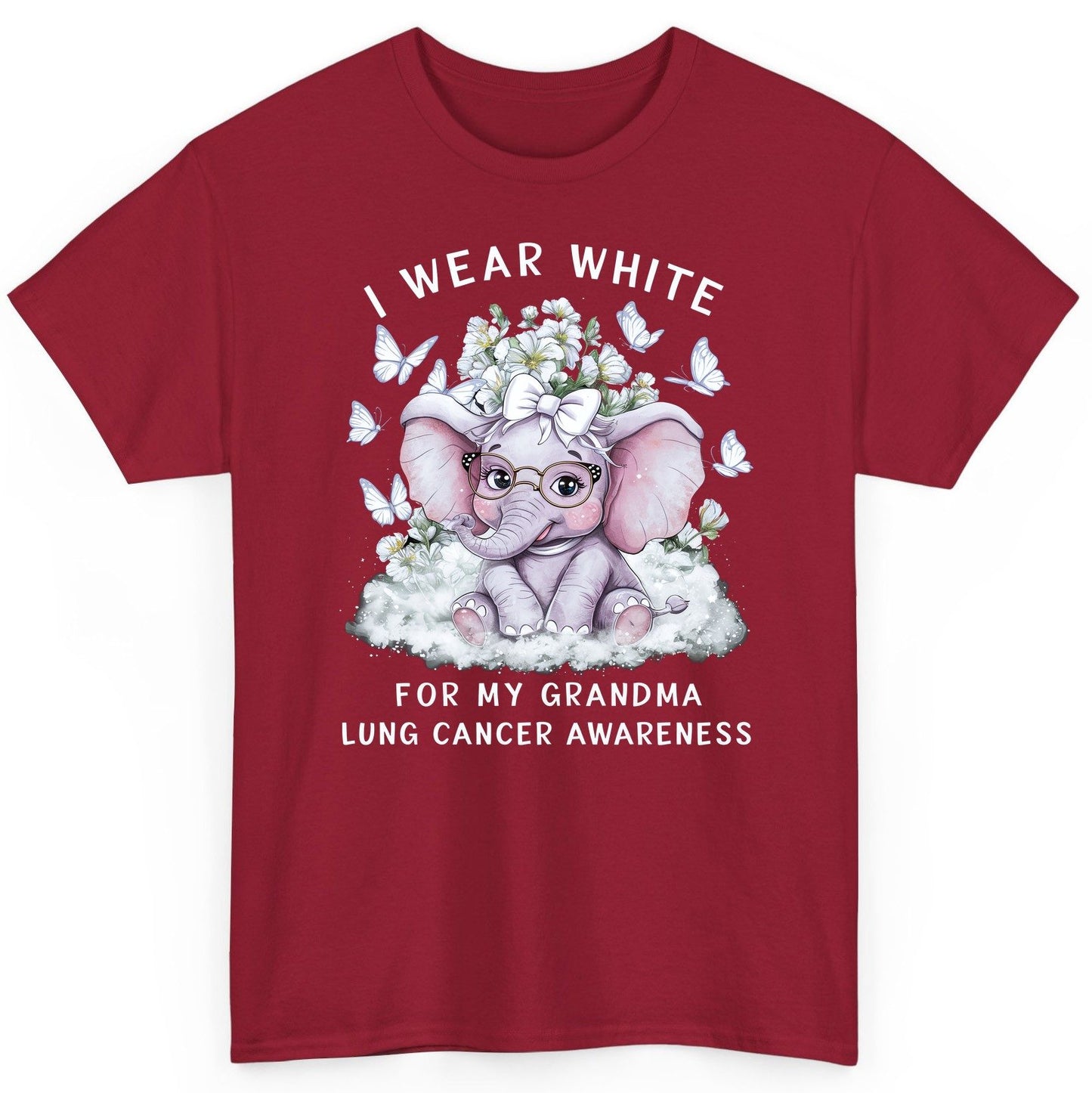I Wear White for My Grandma Lung Cancer Awareness lung cancer awareness T-Shirt Cardinal Red product mockup