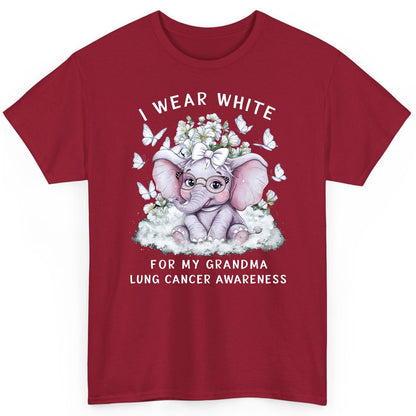 I Wear White for My Grandma Lung Cancer Awareness lung cancer awareness T-Shirt Cardinal Red product mockup
