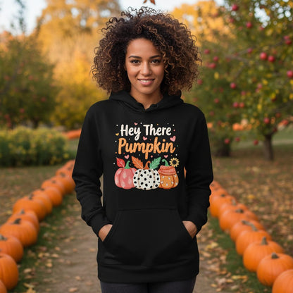 Hey There Pumpkin fall pumpkins Hoodie Black lifestyle mockup