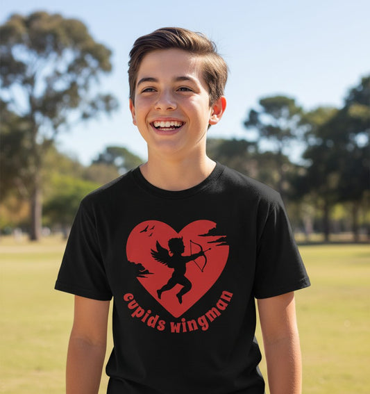 Cupids Wingman cupid Youth T-Shirt Black lifestyle mockup