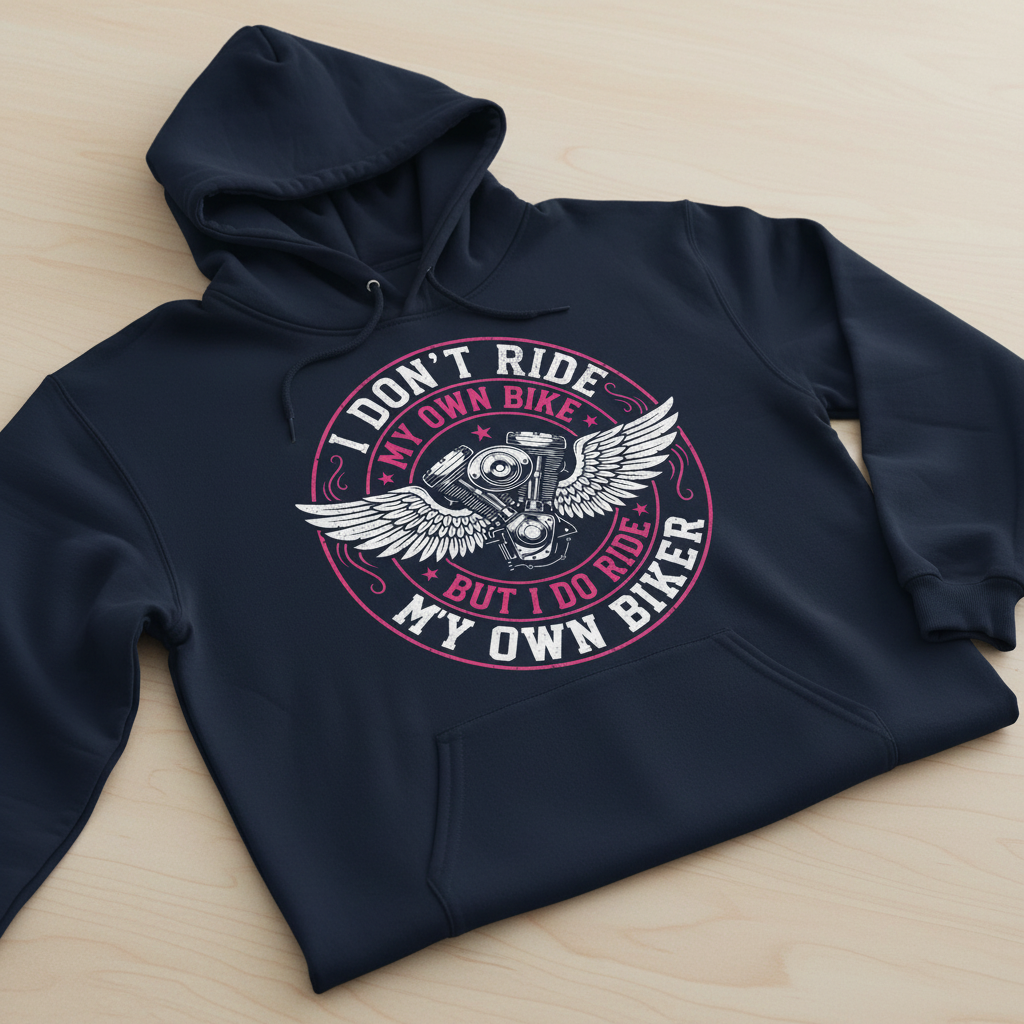I Don't Ride My Own Bike But I Do Ride My Own Biker Funny Quote Hoodie - Navy