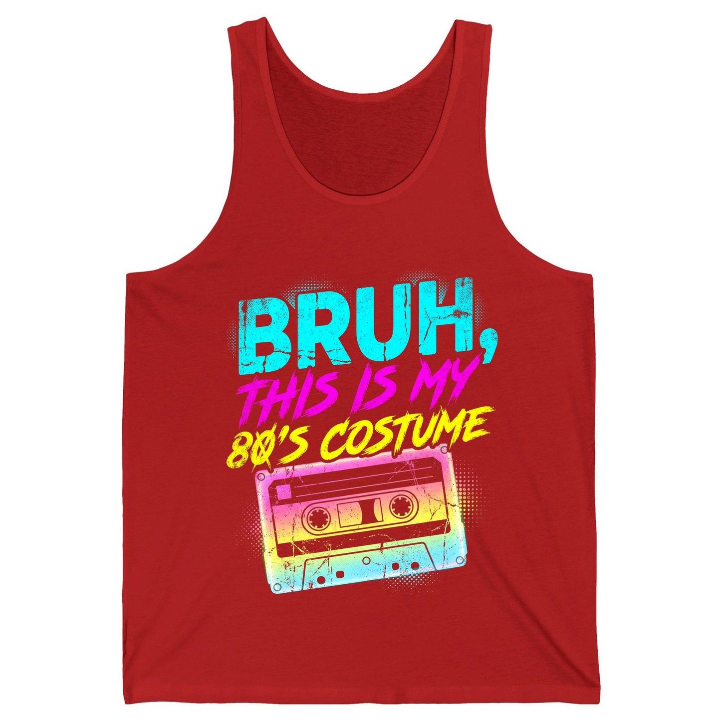 BRUH, THIS IS MY 80'S COSTUME 1980s nostalgia Tank Top Red product mockup
