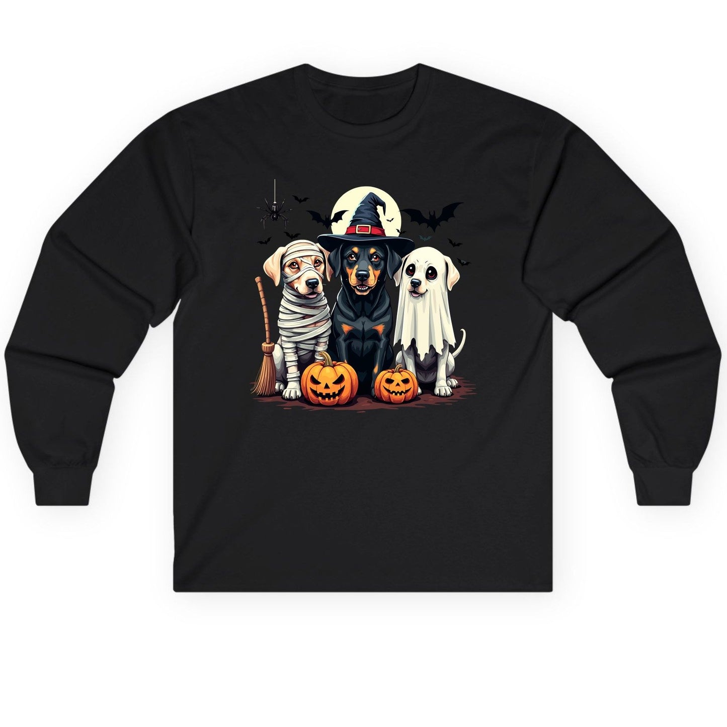 Halloween Dogs in Costumes dogs in Halloween costumes Long Sleeve Tee Black product mockup