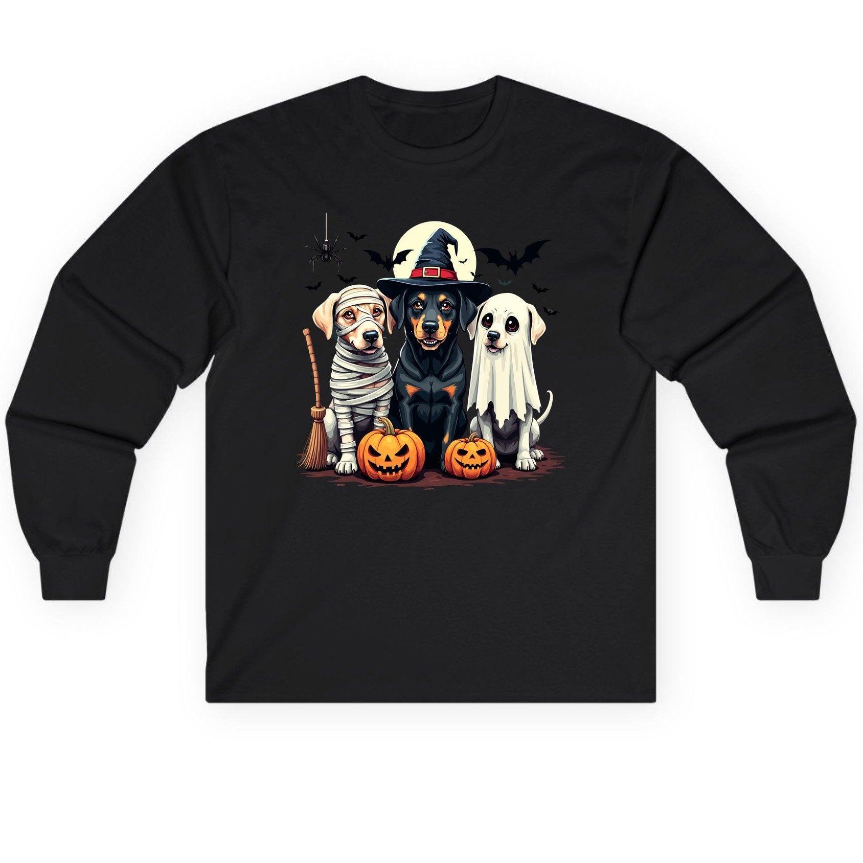 Halloween Dogs in Costumes dogs in Halloween costumes Long Sleeve Tee Black product mockup