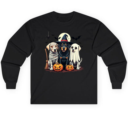 Halloween Dogs in Costumes dogs in Halloween costumes Long Sleeve Tee Black product mockup