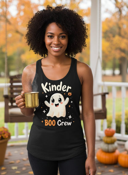 Kinder Boo Crew cute ghost Tank Top Black lifestyle mockup