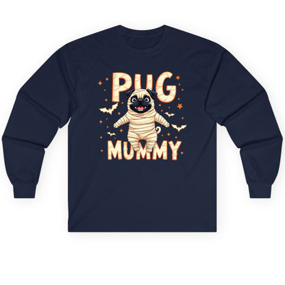 Pug Mummy pug Long Sleeve Tee Navy product mockup