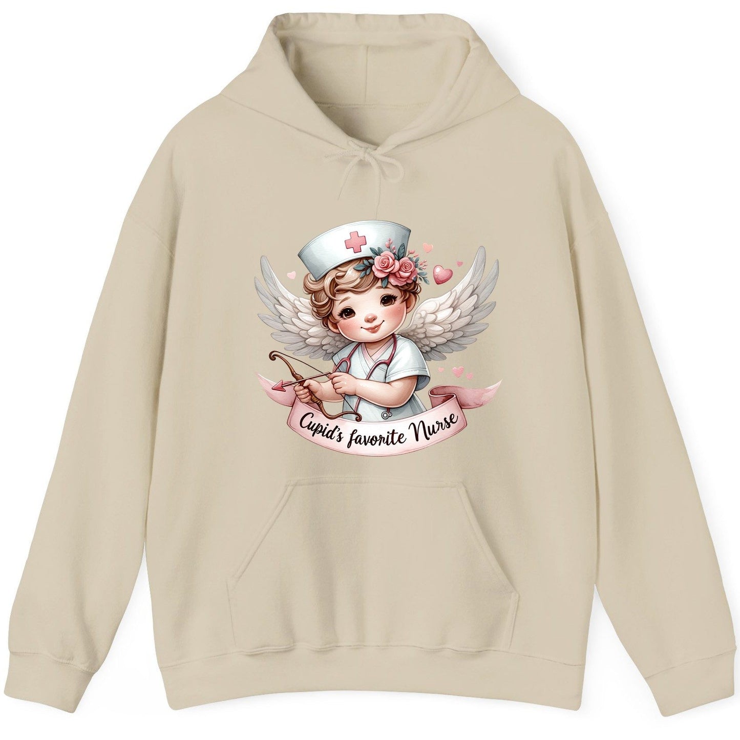 Cupid's Favorite Nurse cupid nurse Hoodie Sand product mockup