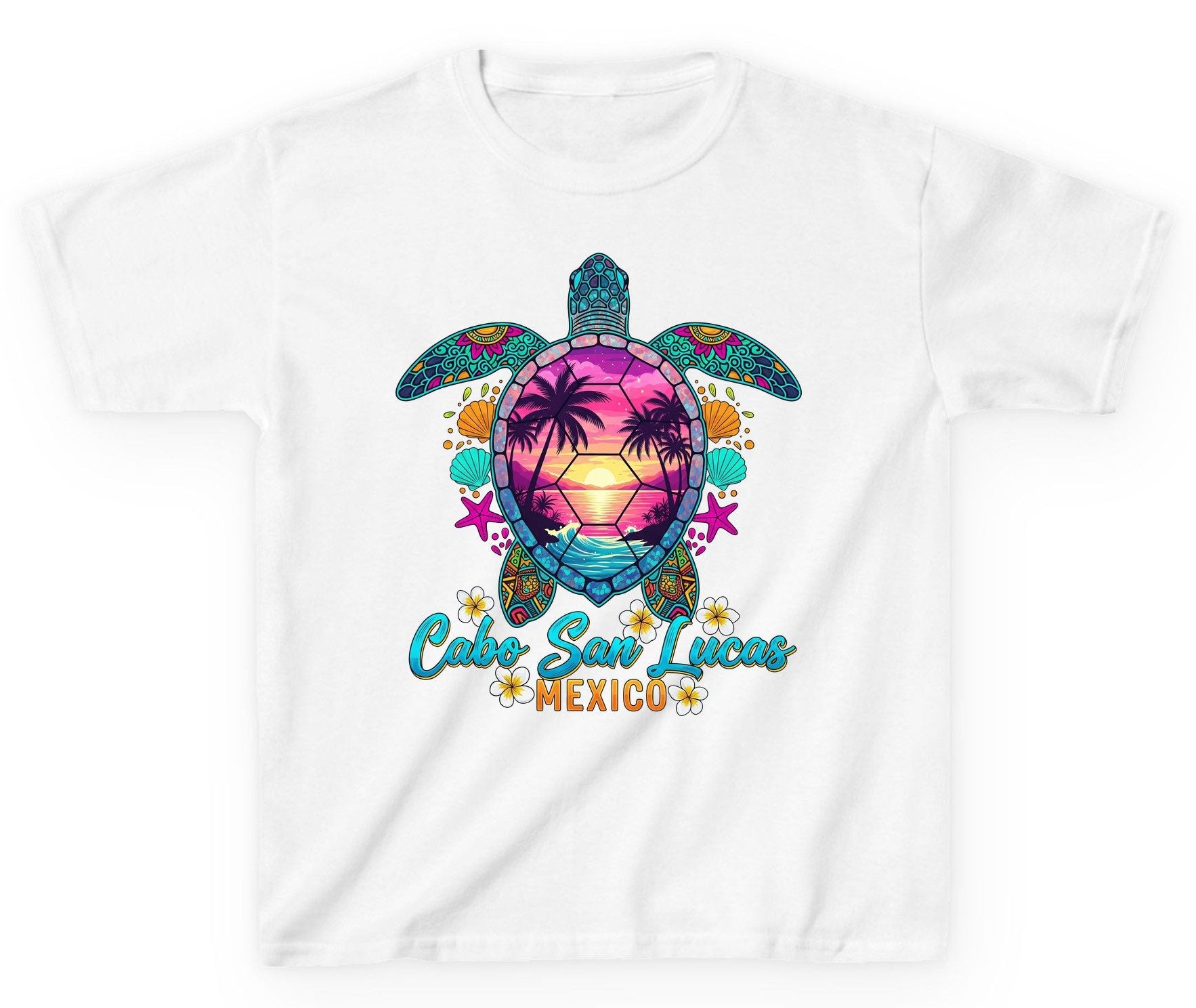 Cabo San Lucas Mexico sea turtle Youth T-Shirt White product mockup