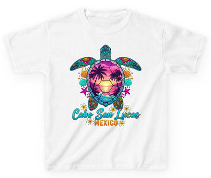 Cabo San Lucas Mexico sea turtle Youth T-Shirt White product mockup