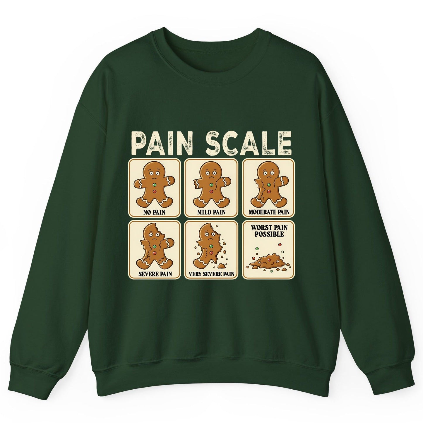 Pain Scale gingerbread man pain scale Sweatshirt Forest Green product mockup