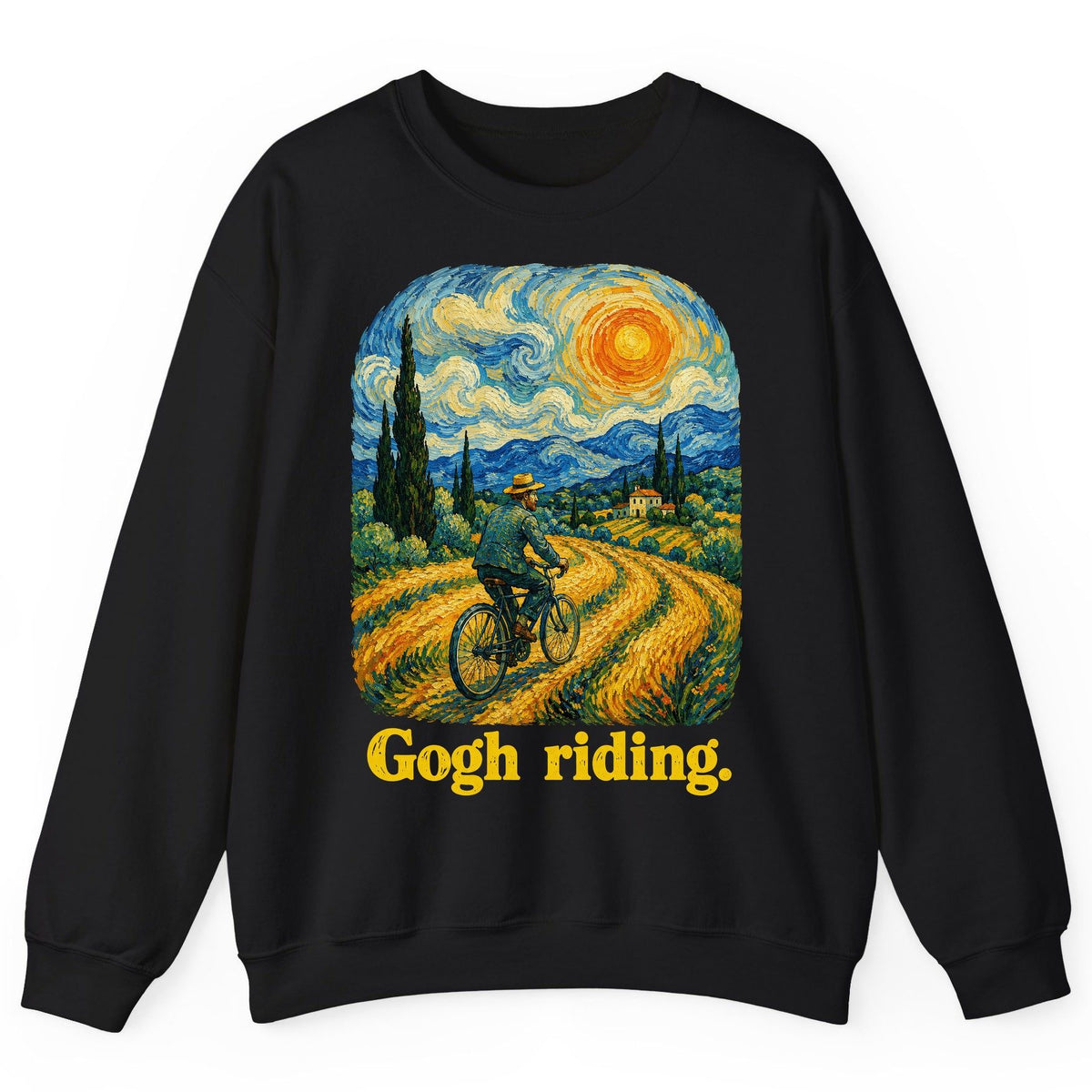 Gogh Riding van gogh parody Sweatshirt Black product mockup