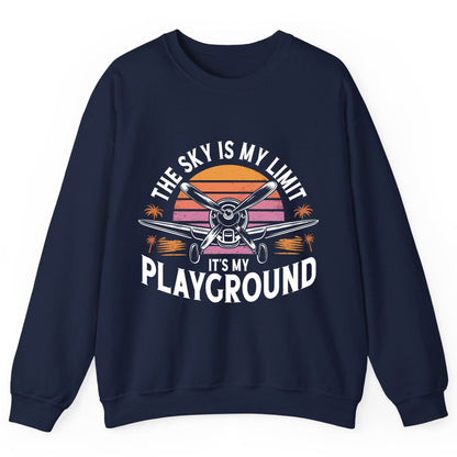 The Sky Is My Limit It's My Playground aviation Sweatshirt Navy product mockup