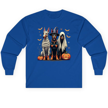 Halloween Doberman Trio doberman pinscher Long Sleeve Tee Royal product mockup