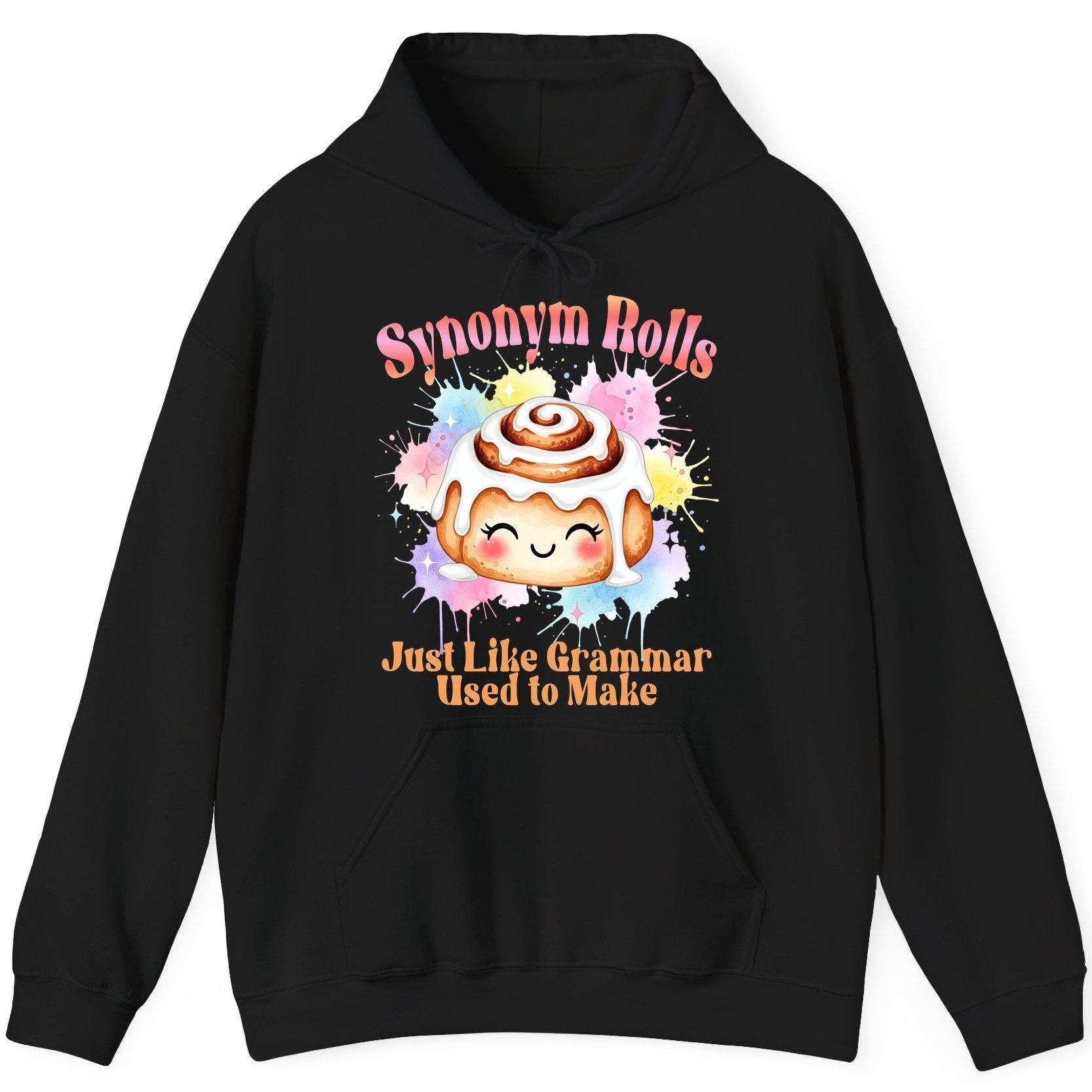 Synonym Rolls Just Like Grammar Used to Make grammar pun Hoodie Black product mockup