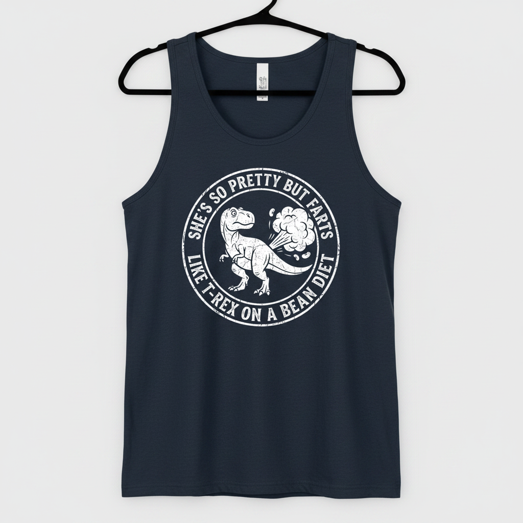 Funny Dinosaur Fart Joke She's So Pretty But Farts Tank Top - Navy