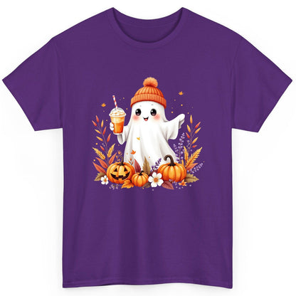 Cute Ghost Pumpkin Spice Latte cute Halloween ghost T-Shirt Purple product mockup