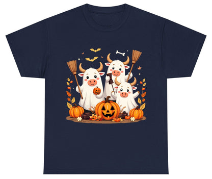 Cute Ghost Cows Halloween cows Youth T-Shirt Navy product mockup