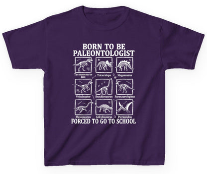 Born to Be Paleontologist Forced to Go to School dinosaurs Youth T-Shirt Purple product mockup