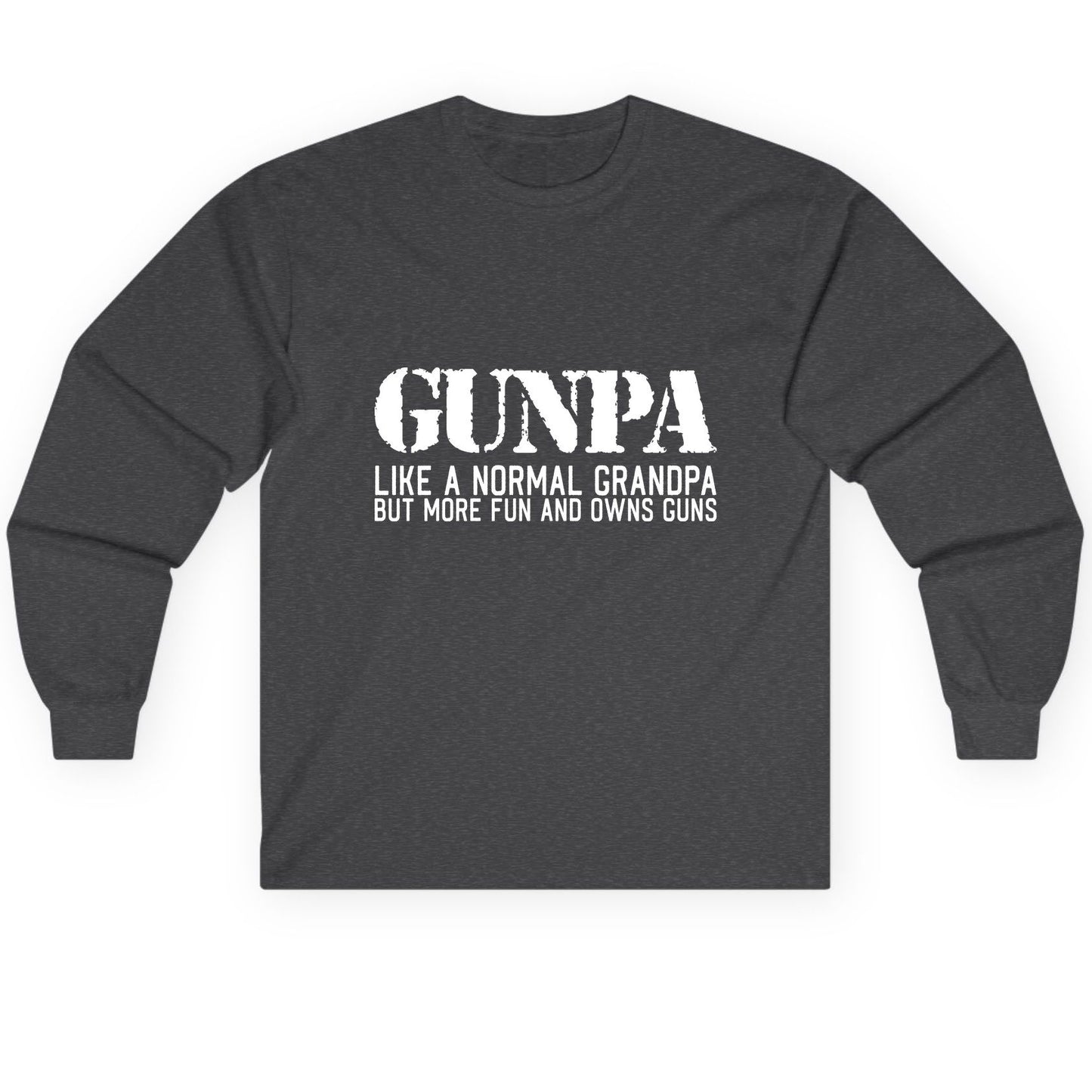 Gunpa Like a Normal Grandpa but More Fun and Owns Guns funny gun owner grandpa Long Sleeve Tee Dark Heather product mockup