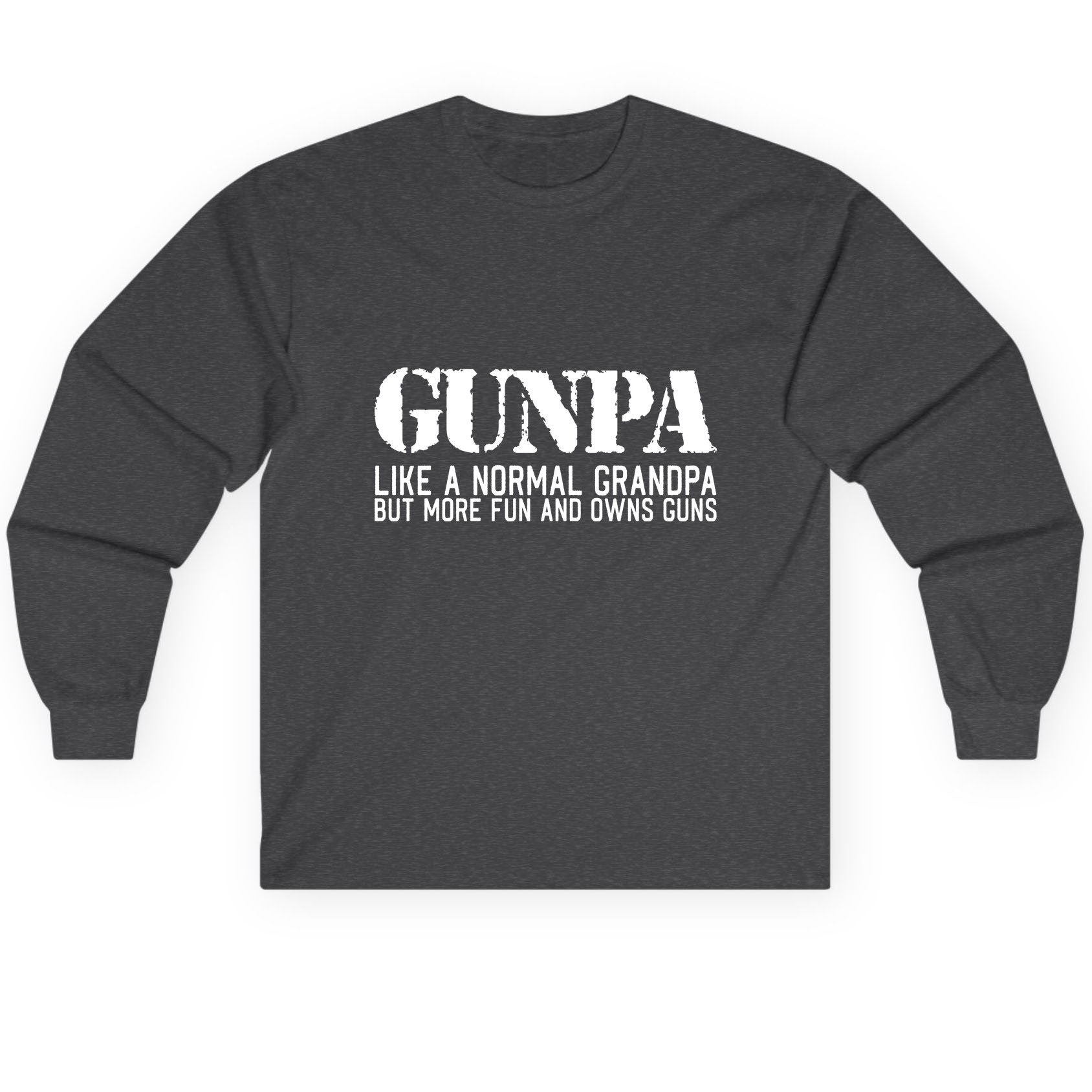 Gunpa Like a Normal Grandpa but More Fun and Owns Guns funny gun owner grandpa Long Sleeve Tee Dark Heather product mockup