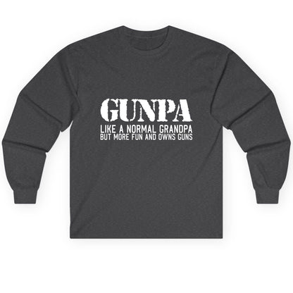 Gunpa Like a Normal Grandpa but More Fun and Owns Guns funny gun owner grandpa Long Sleeve Tee Dark Heather product mockup