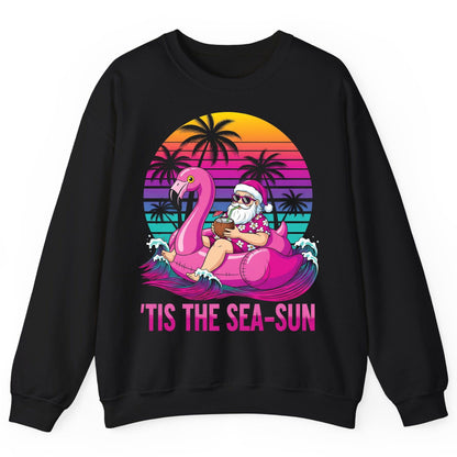 'Tis the Sea-Sun tropical santa claus Sweatshirt Black product mockup