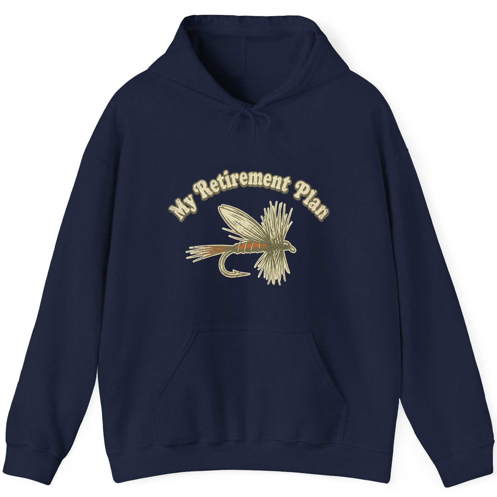 My Retirement Plan fly fishing Hoodie Navy product mockup