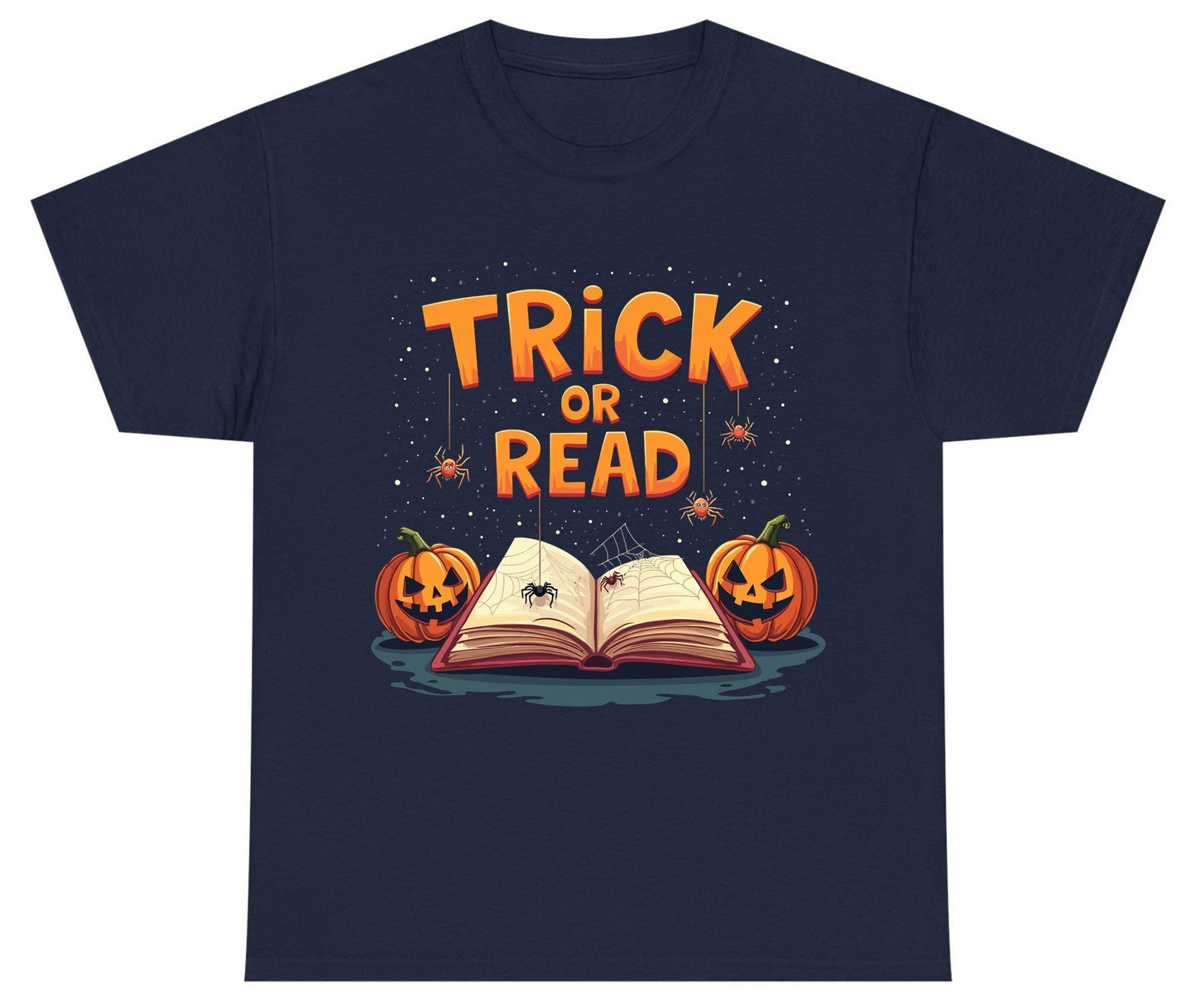 Trick or Read Halloween Youth T-Shirt Navy product mockup