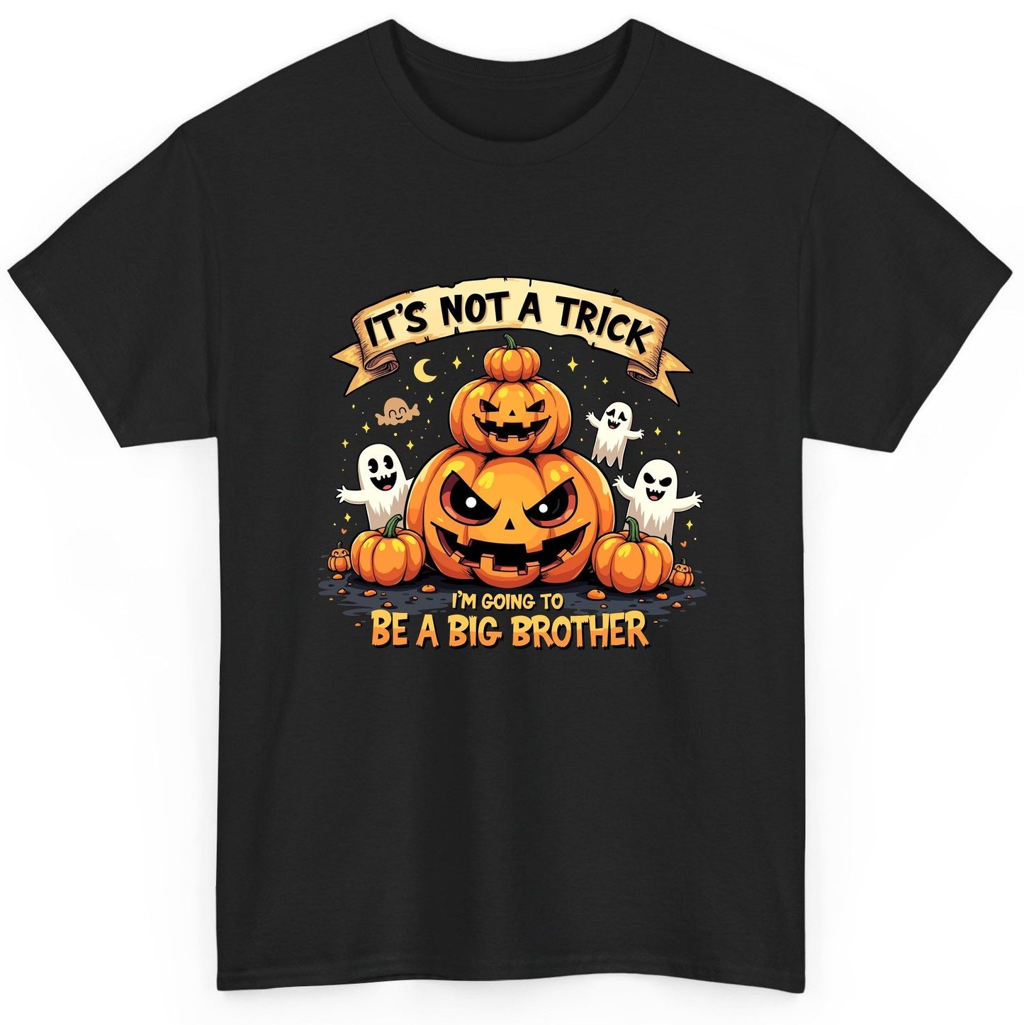 It's Not a Trick I'm Going to Be a Big Brother Halloween pregnancy announcement T-Shirt Black product mockup