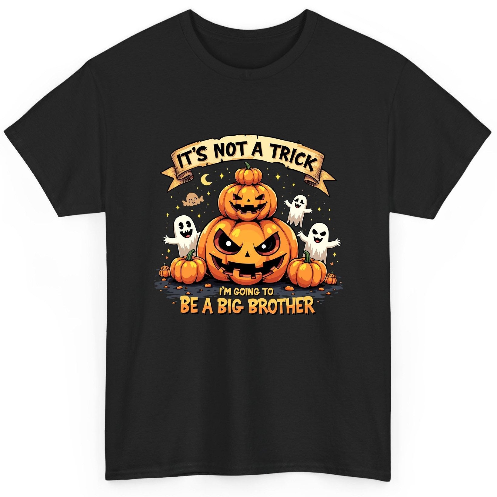 It's Not a Trick I'm Going to Be a Big Brother Halloween pregnancy announcement T-Shirt Black product mockup
