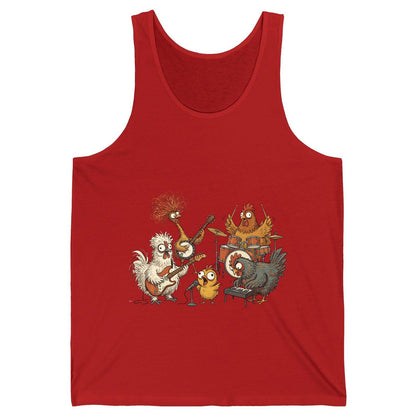 Chicken Rock Band chicken rock band Tank Top Red product mockup