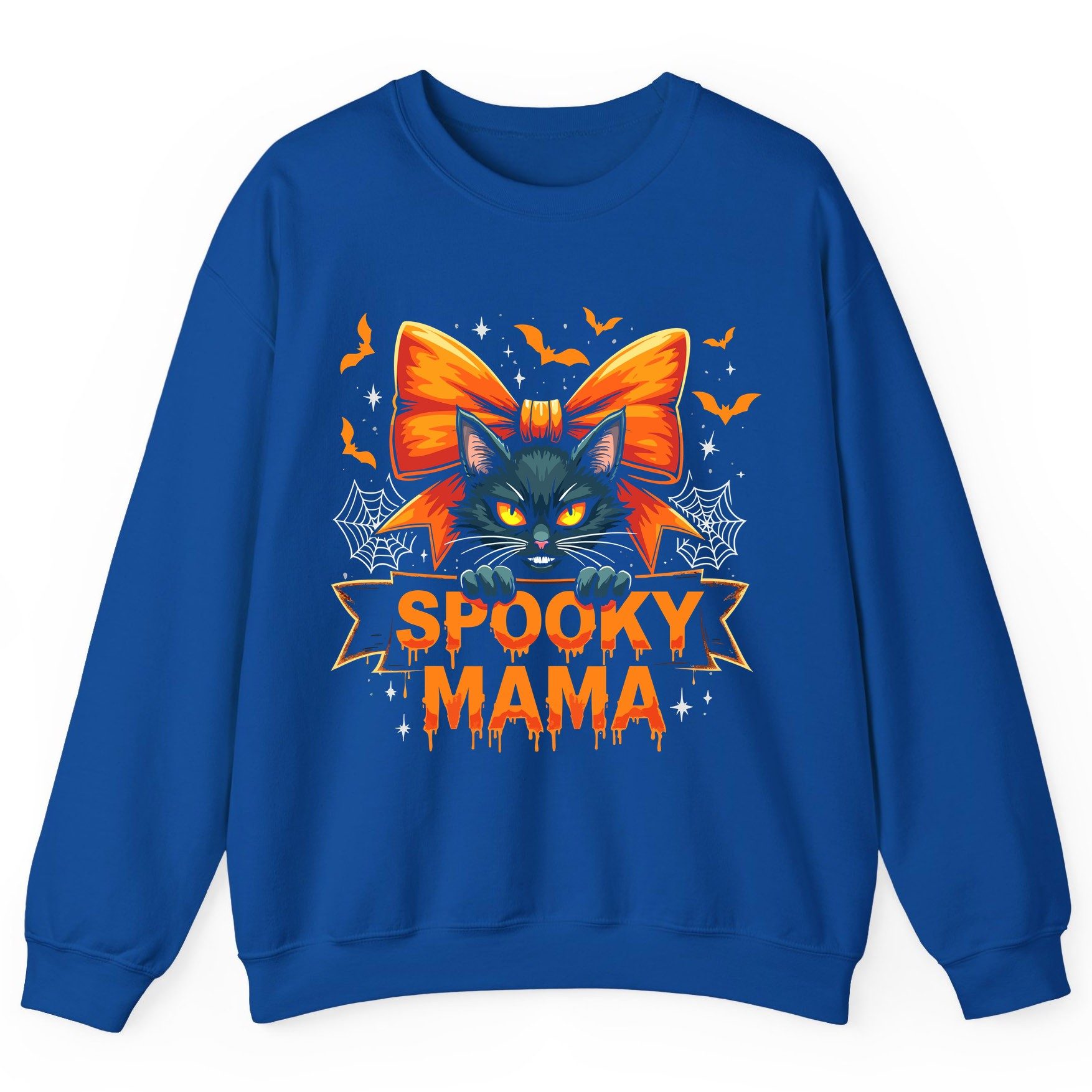 Spooky Mama black cat Sweatshirt Royal product mockup