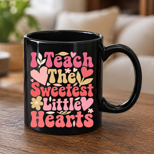 I Teach the Sweetest Little Hearts teaching Black Mug Black product mockup