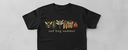 Sad Bug Summer Vintage Insects T-Shirt - product mockup - Black