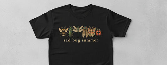 Sad Bug Summer Vintage Insects T-Shirt - product mockup - Black