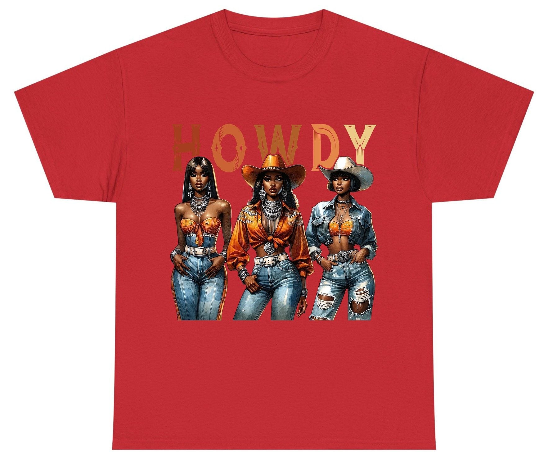 Howdy black cowgirls Youth T-Shirt Red product mockup