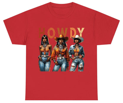 Howdy black cowgirls Youth T-Shirt Red product mockup