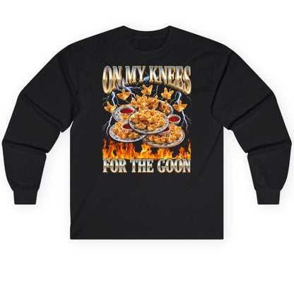 On My Knees for the Goon crab rangoon Long Sleeve Tee Black product mockup