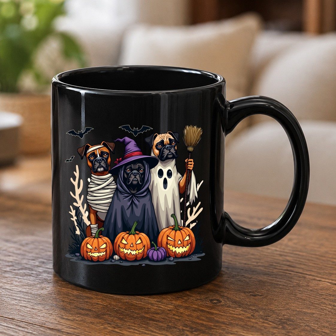 Halloween Dogs in Costume Halloween dogs Black Mug Black product mockup
