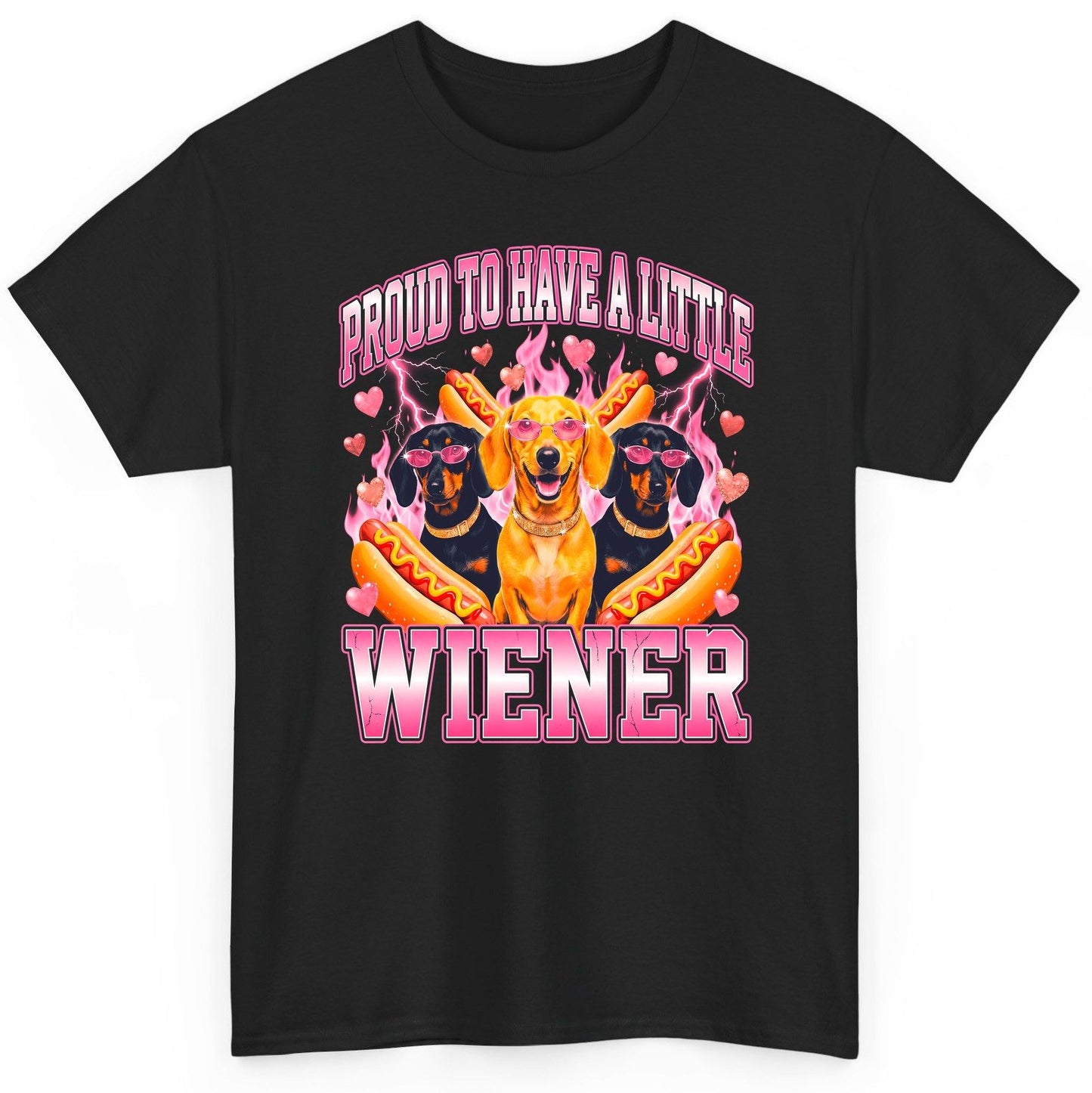 Proud to Have a Little Wiener dachshund T-Shirt Black product mockup