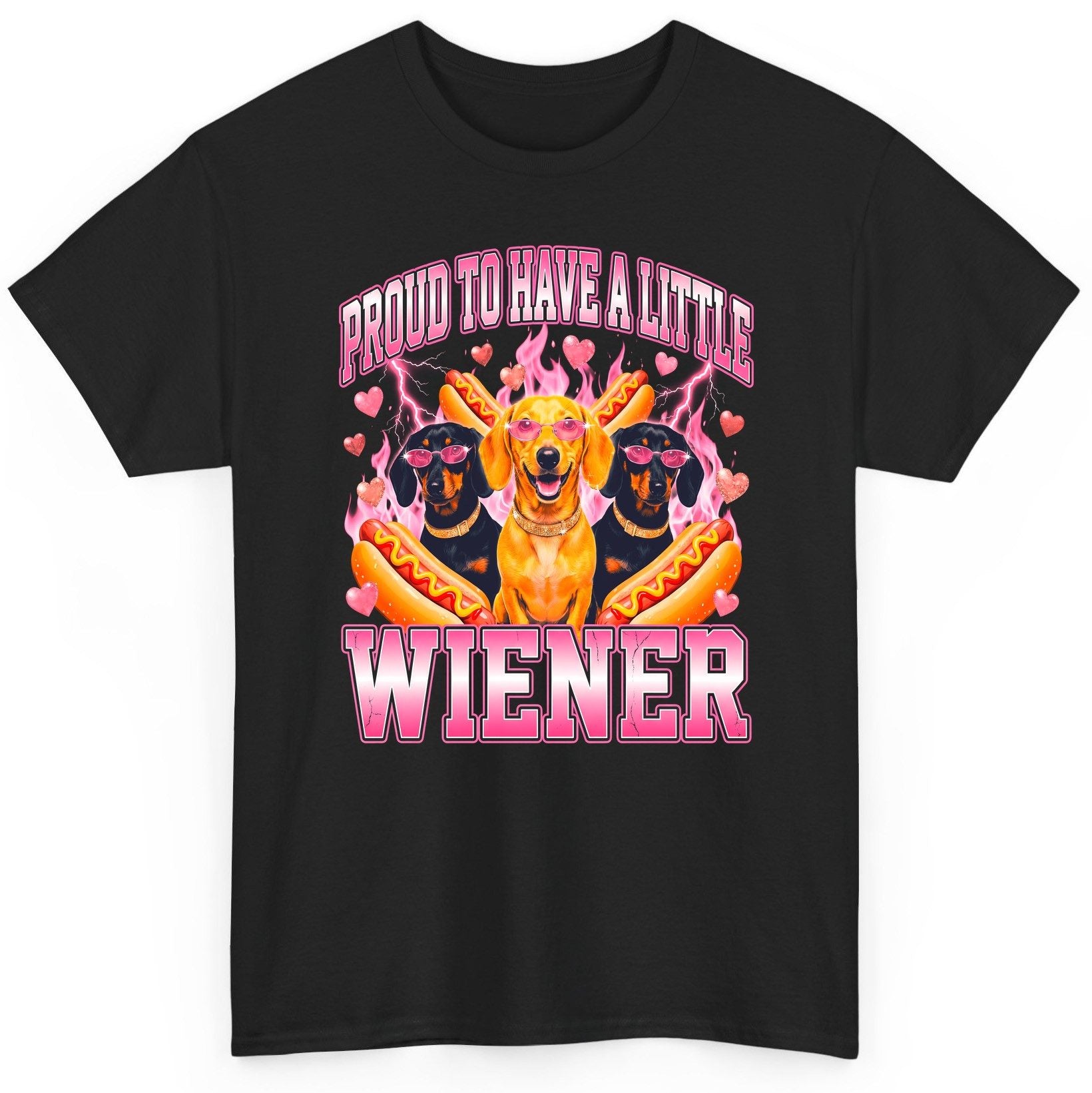 Proud to Have a Little Wiener dachshund T-Shirt Black product mockup
