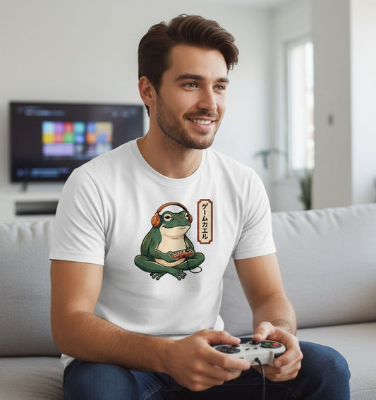 ゲームカエル gamer frog T-Shirt White lifestyle mockup